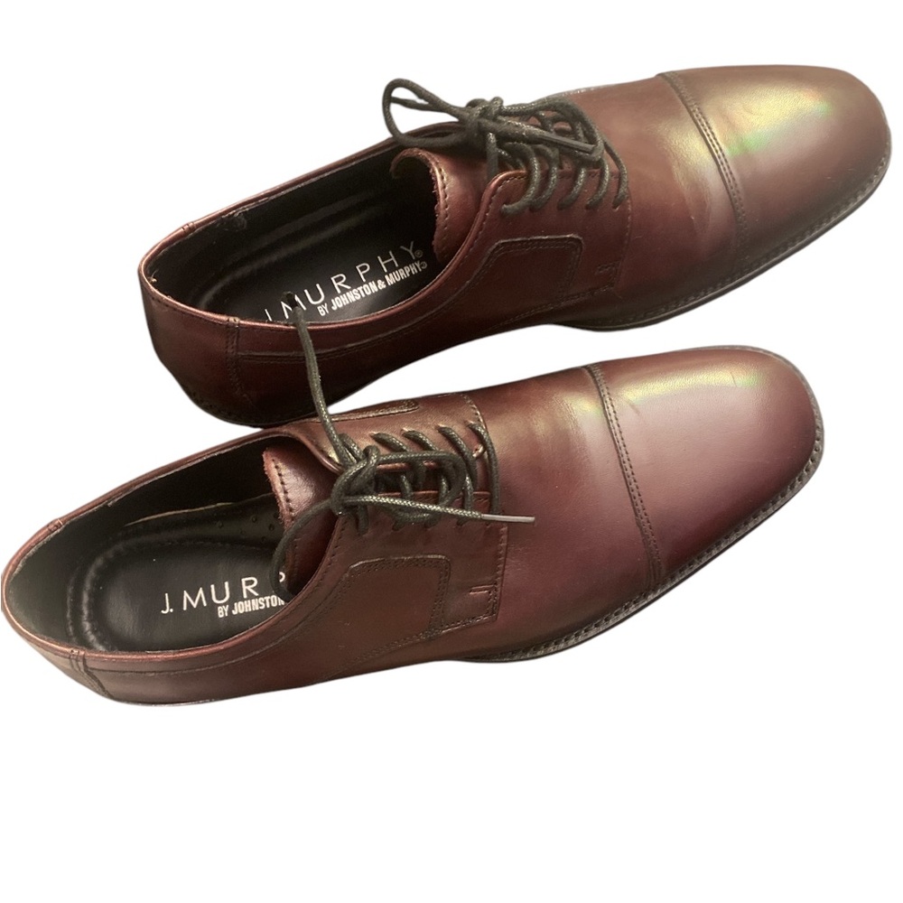 JOHNSTON & MURPHY NOVICK CAP TOE OXFORD BURGUNDY SHOES 8M EUC